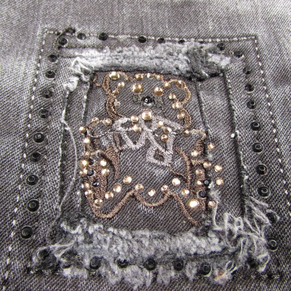 Kasuna Size 10 Gray Embellished Jeans Tapered Leg - Picture 3 of 13